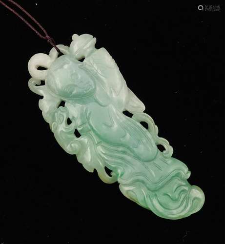 CHINESE JADEITE CARVED LADY PENDANT