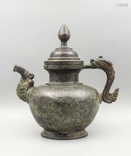 CHINESE BRONZE WINE EWER