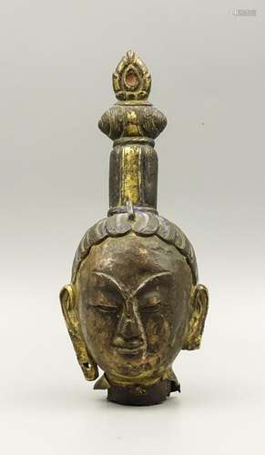 CHINESE GILT BRONZE BUDDHA HEAD