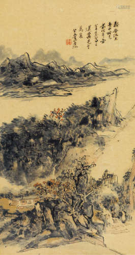 黄宾虹 1951年作 新安江上 立轴 设色纸本