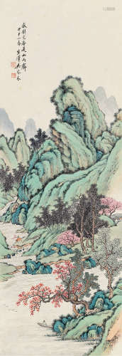 吴琴木 1944年作 夏山雨霁 立轴 设色纸本