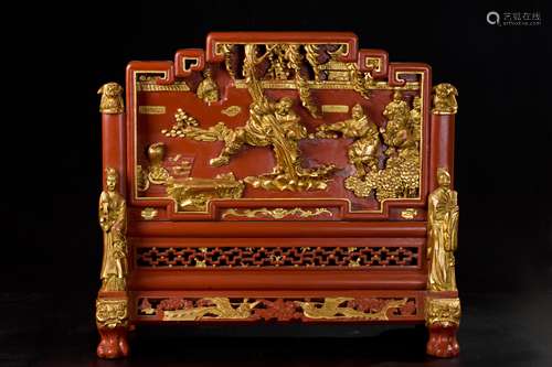 CHINESE GILT WOOD TABLE SCREEN