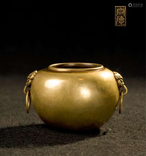 CHINESE BRONZE TWIN EAR CENSER