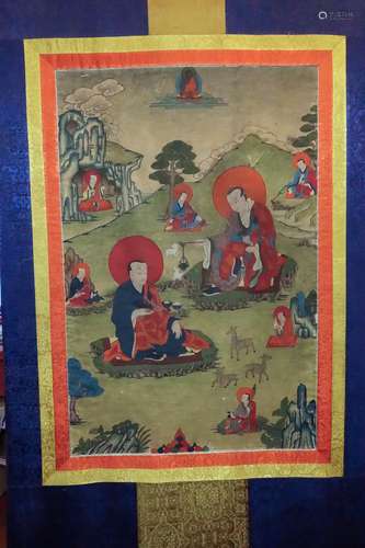 CHINESE TIBETAN THANGKA OF BUDDHIST GURUS