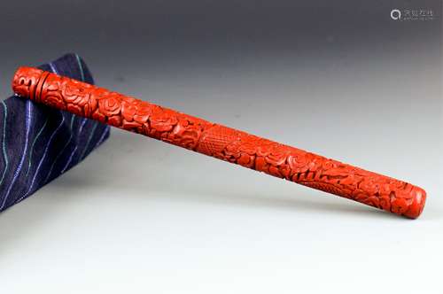 CHINESE CINNABAR LACQUER INCENSE HOLDER