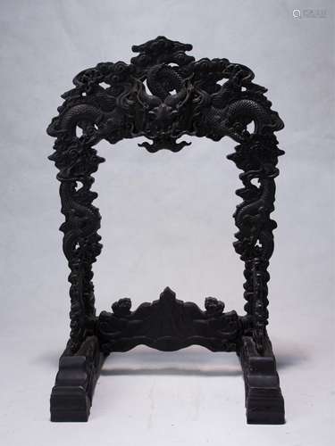 CHINESE ROSEWOOD CARVED WOOD FRAME