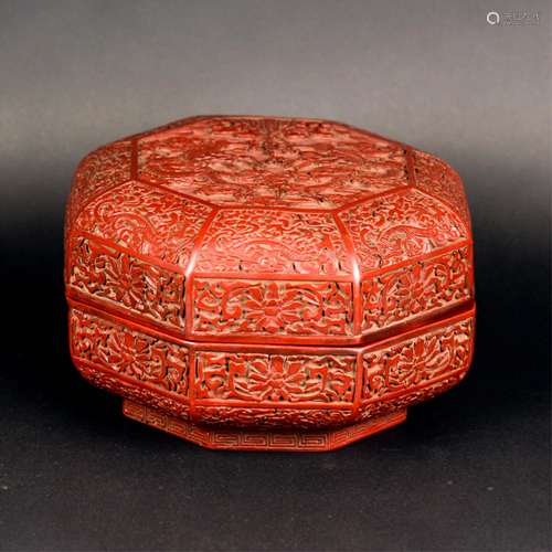 CHINESE CINNABAR LACQUER COVER BOX