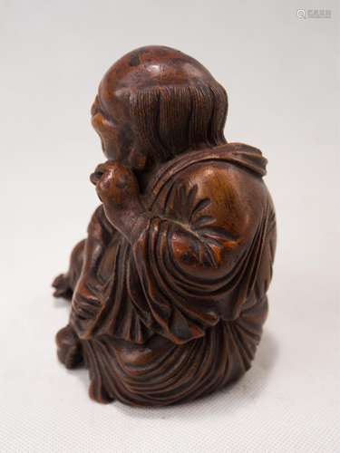 CHINESE BAMBOO CARVED BOY LIUHAI