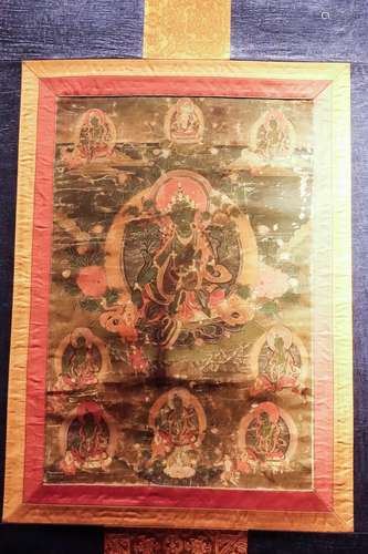 CHINESE TIBETAN THANGKA OF TARA