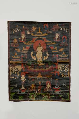 CHINESE TIBETAN THANGKA OF GUANYIN