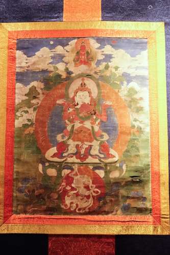 CHINESE TIBETAN THANGKA OF VAJRASATTVA