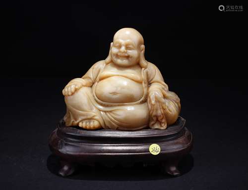 CHINESE SOAPSTONE FIGURE OF HOTEI