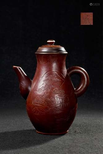 CHINESE MOLDED GOURD TEA POT