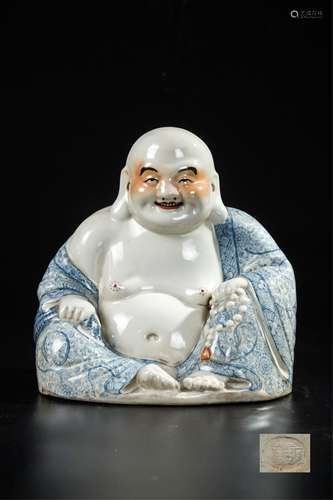 CHINESE FAMILLE ROSE PORCELAIN FIGURE OF HOTEI