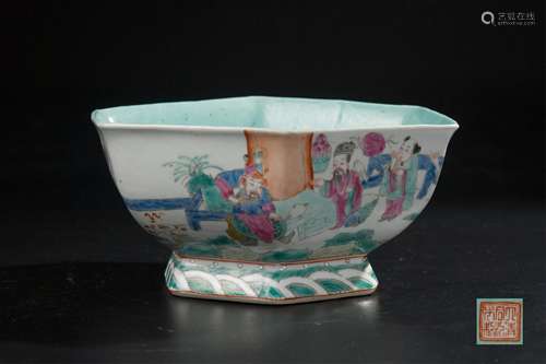 CHINESE FAMILLE ROSE HEXAGON BOWL