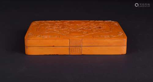 CHINESE BAMBOO CARVED COVER BOX