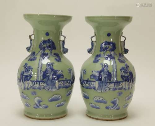 Pair of Chinese Blue Glazed Vase
