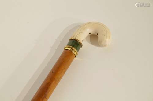 Russian Walking Stick with Silver Nephrite & Ename