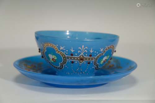 19th C. Bohemian Bowl and Saucer