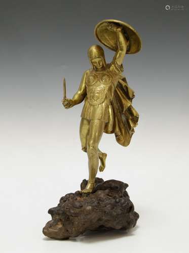 European Gilt Bronze Statue w/ Root Stand