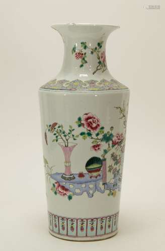 Qing Dynasty Chinese Famille Rose Vase, Marked