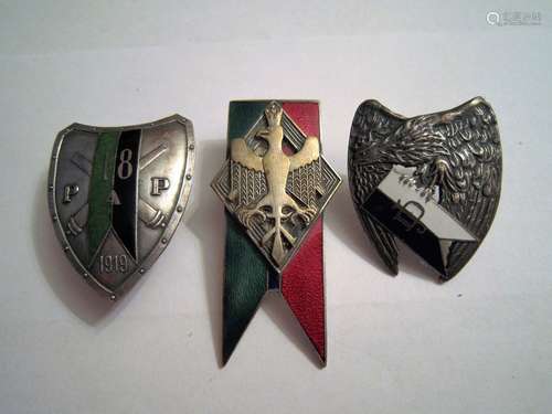 Antique Polish 3 Enamel Badges Medals 1919