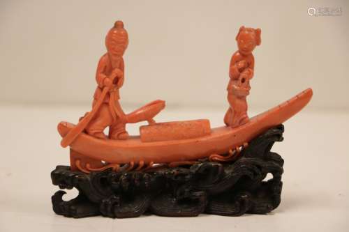 19th C. Chinese Red Coral Carving