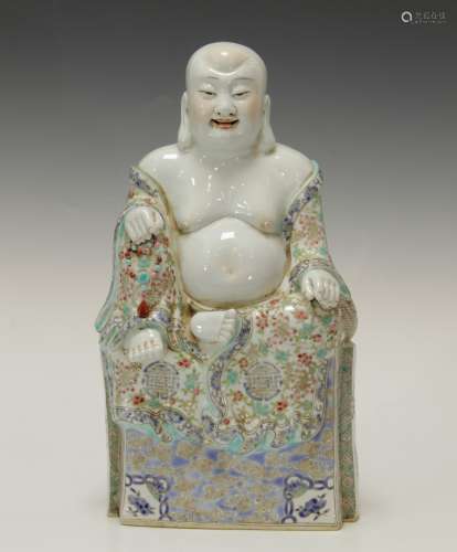 Chinese Famille Rose Porcelain Buddha, Marked