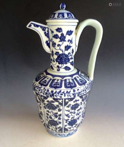 Chinese Blue/White Floral Tea Pot