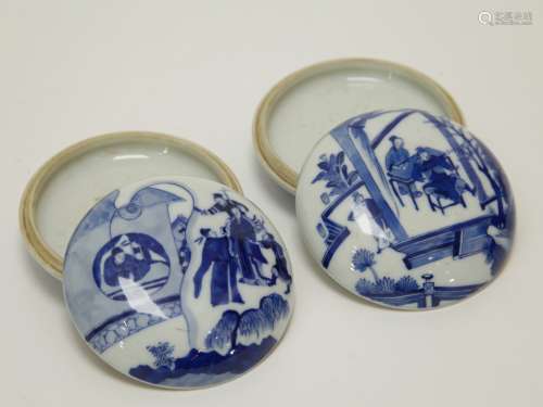 Pair of Republic Period Chines Blue/White Ink Box