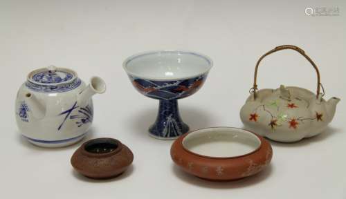 5 Pieces of Chinese Porcelain Teapot, Bowl, Washer