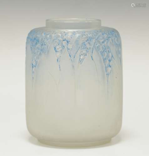 Lalique Vase w/ Blue Flower
