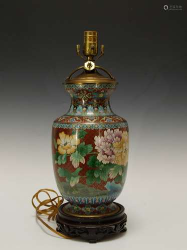 Chinese Cloisonne Bronze Vase as Lamp