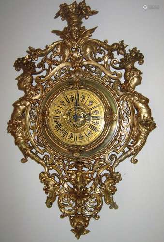 19.C Magnificent Gilt Bronze Wall Clock