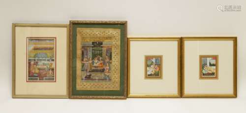 4 Pieces of Indian Color Painting w/ Frame
