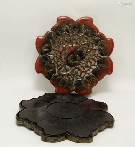 Chinese Wood Tray w/ Multiple Internal Boxes