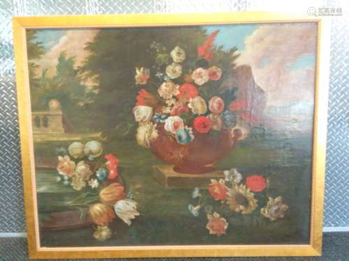 19th C. European Painting of Flower, Signed