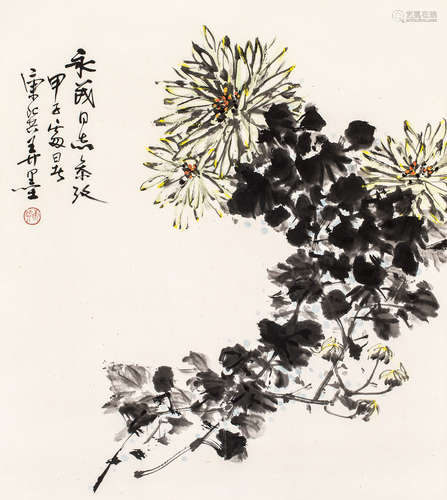 康师尧 菊花 镜心