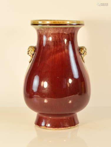 Chinese Oxblood Porcelain Vase with Incised Mark