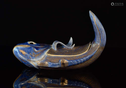 Japanese Imari Porcelain Tureen of a Carp