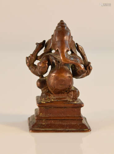 Indian Pala Bronze Ganesh Deity on Square Base