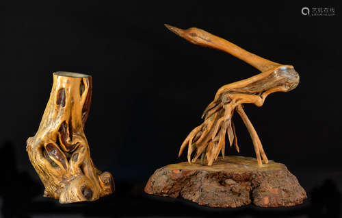 Group of Two Chinese Root Art