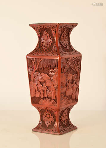 Chinese Lacquer Vase - Square