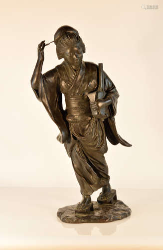 Stunning Japanese Bronze Geisha - Tokyo School