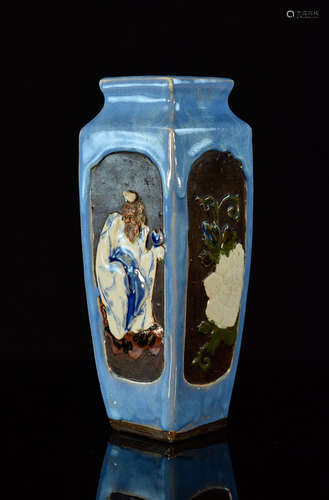 Japanese Sumida Gawa Porcelain Vase with Elder Scene