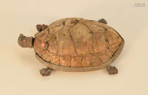 Unusual Tibetan Silver Turtle Vessel