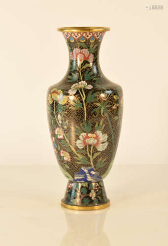 Chinese Cloisonné Vase with Bird Scene