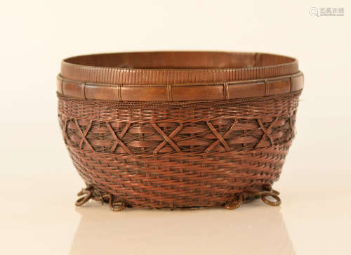 Japanese Bronze Woven Bowl
