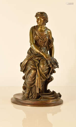 French Bronze Seated Greek Goddess