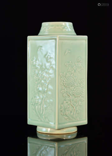 Chinese Celadon Porcelain Square Vase
